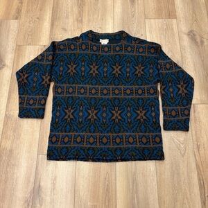 RARE VGT! 50s / 60s 🌟BERGLAND🌟 TIROLER FAIR ISLE WOOL SKI SWEATER AUSTRIA L XL